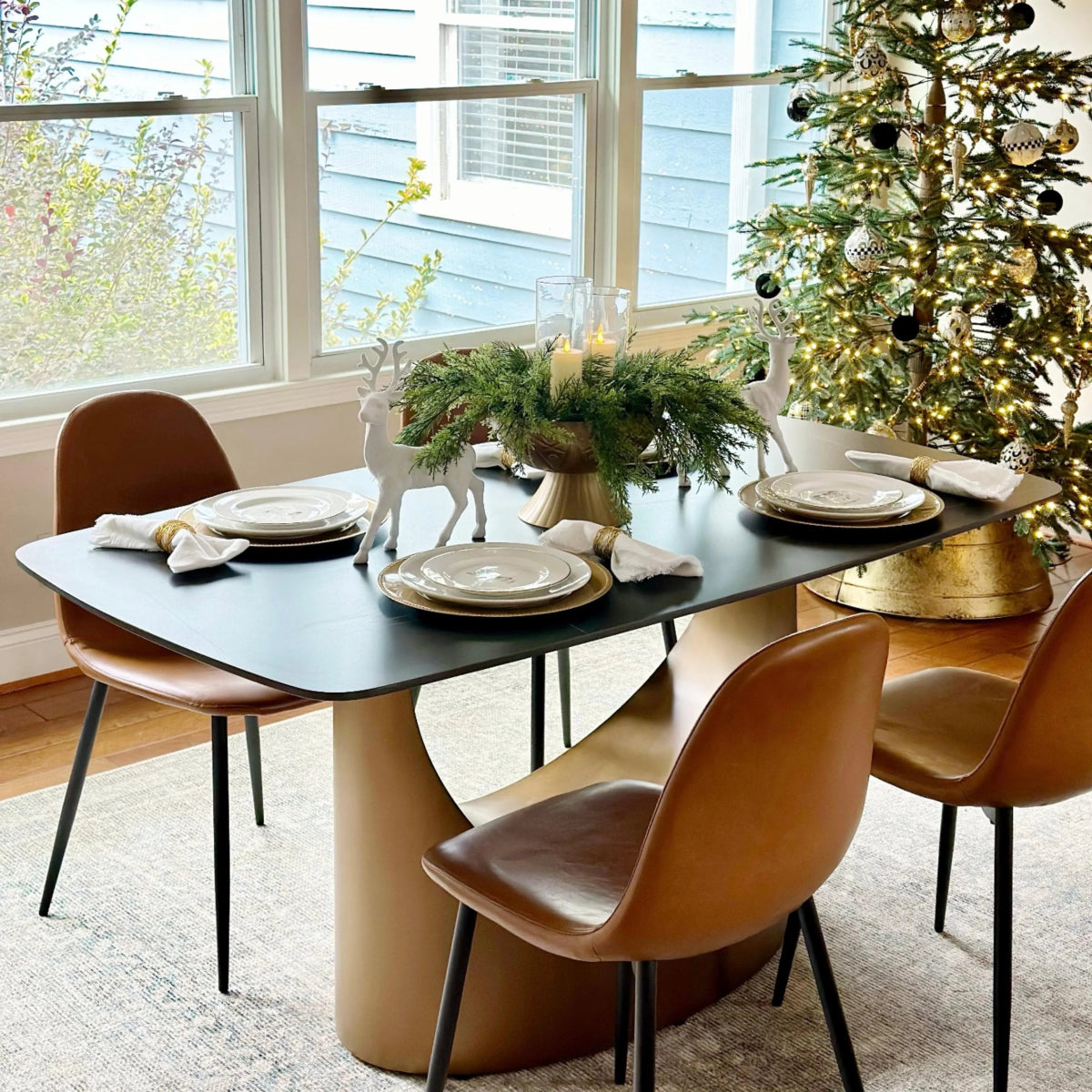 Rivaro Contemporary Leather Dining Chairs (Set of 2) - Exclusivia