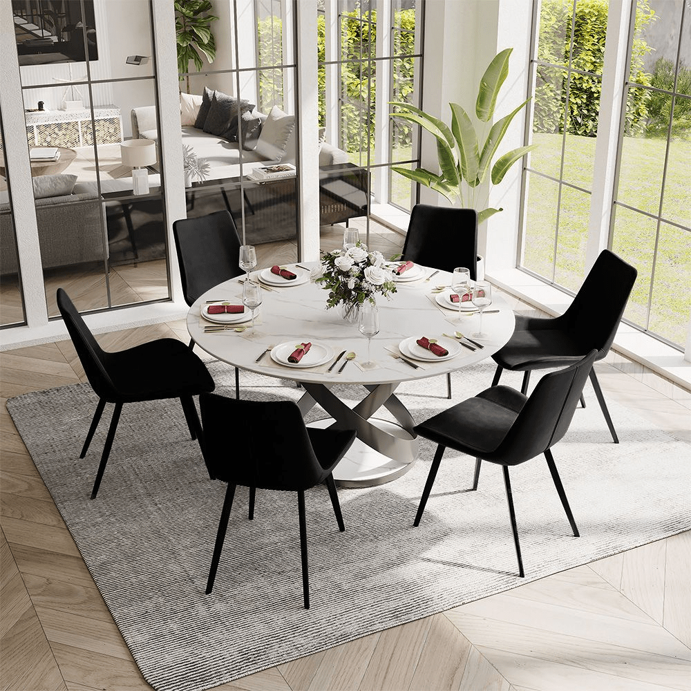 Rivaro Contemporary Leather Dining Chairs (Set of 2) - Exclusivia