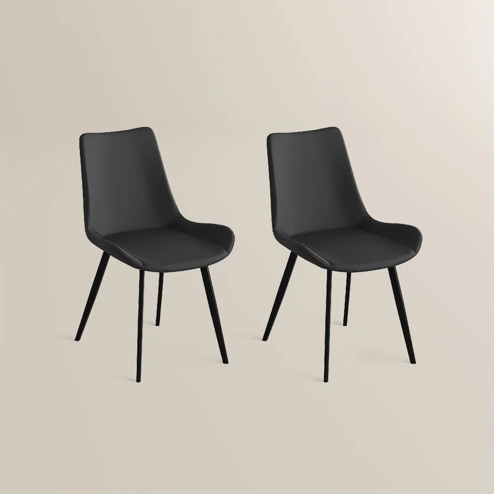 Rivaro Contemporary Leather Dining Chairs (Set of 2) - Exclusivia