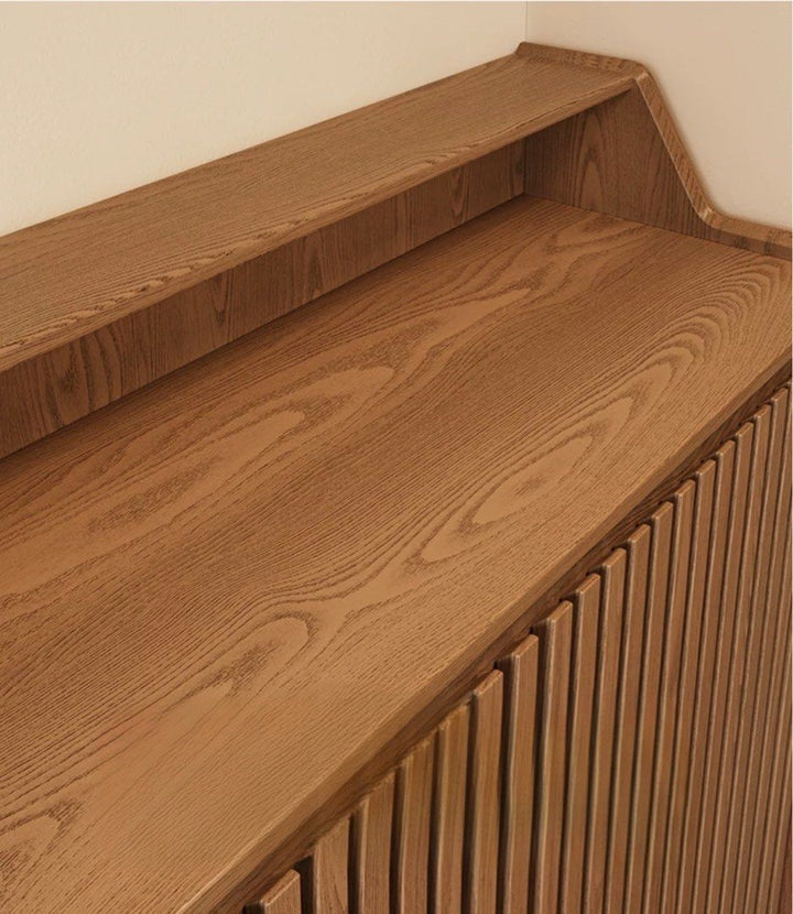 Rowan Solid Wood Fluted Shoe Cabinet - Exclusivia