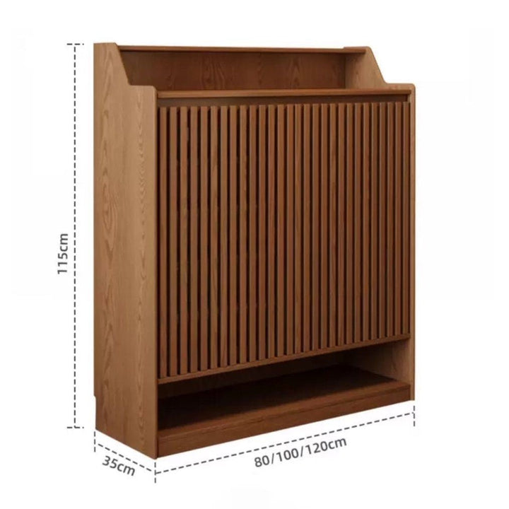 Rowan Solid Wood Fluted Shoe Cabinet - Exclusivia