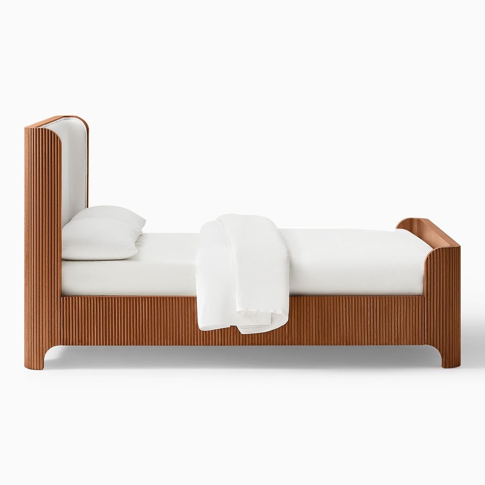 Runa Fluted Solid Oak Bed, Queen & King - Exclusivia