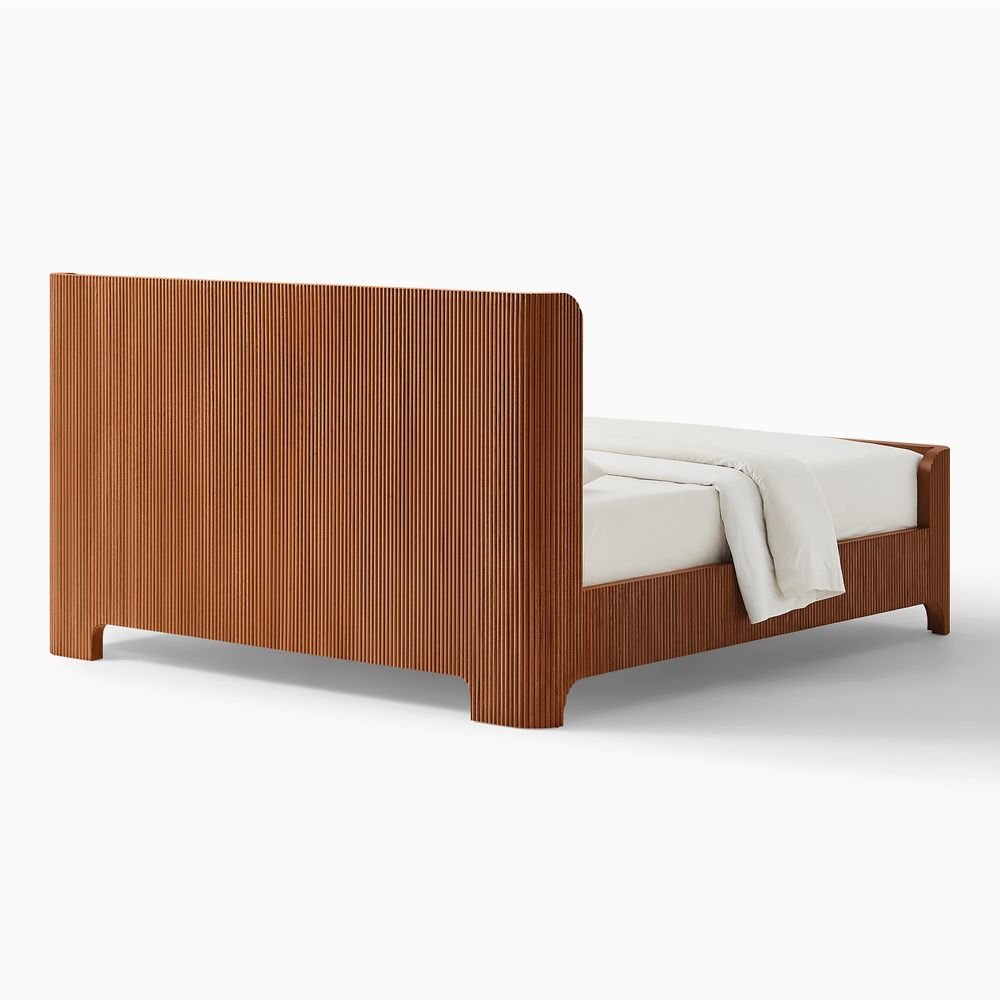 Runa Fluted Solid Oak Bed, Queen & King - Exclusivia