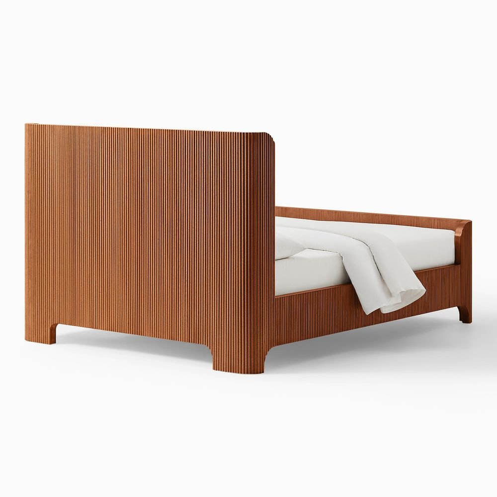 Runa Fluted Solid Oak Bed, Queen & King - Exclusivia