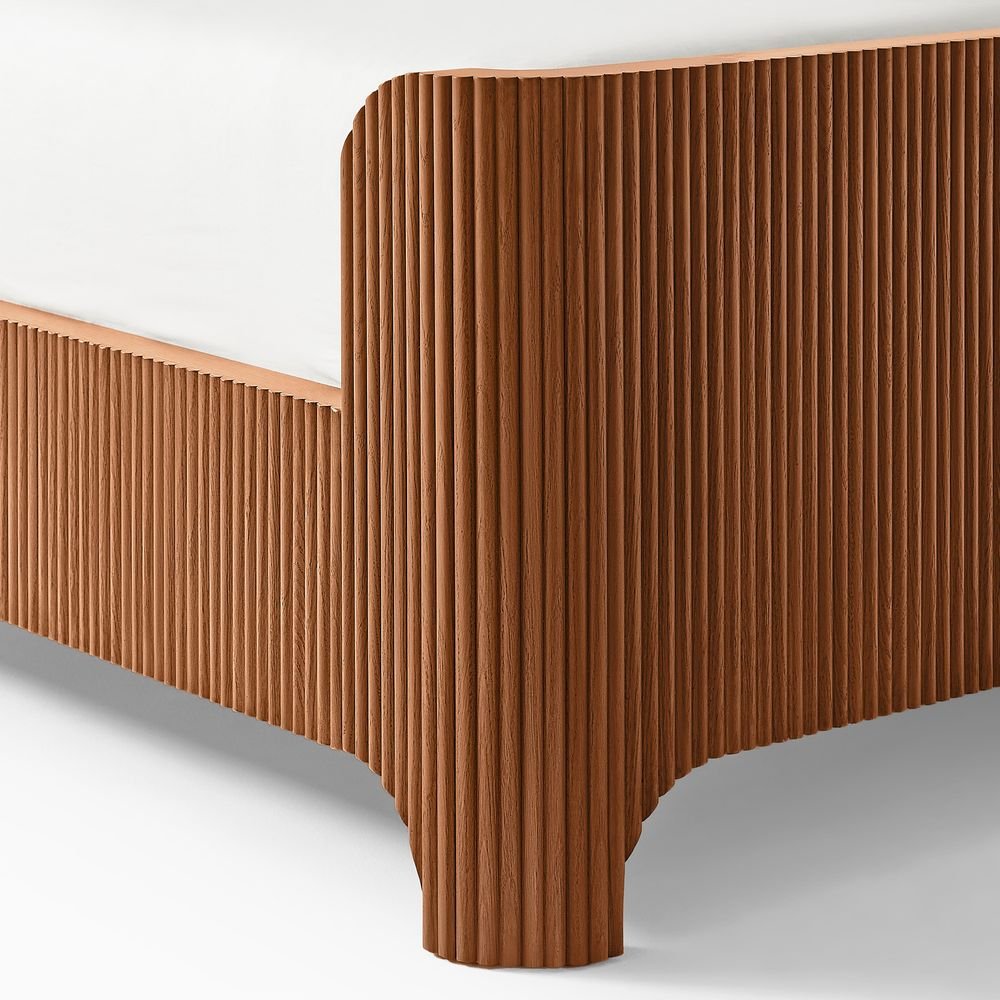 Runa Fluted Solid Oak Bed, Queen & King - Exclusivia
