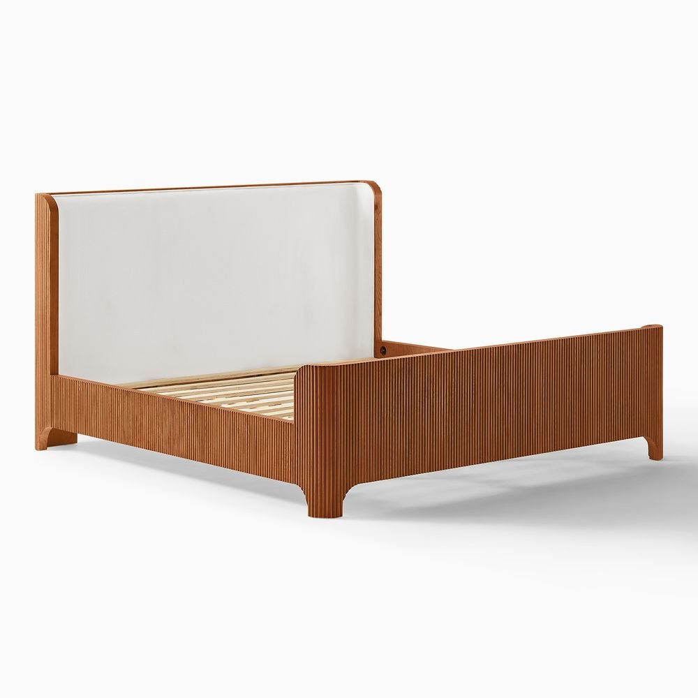 Runa Fluted Solid Oak Bed, Queen & King - Exclusivia