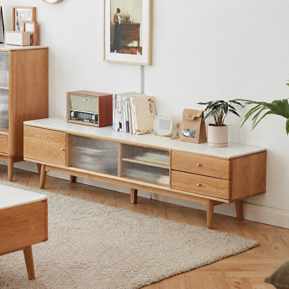 Sandle Oak Wood Sintered Stone TV Console - Exclusivia