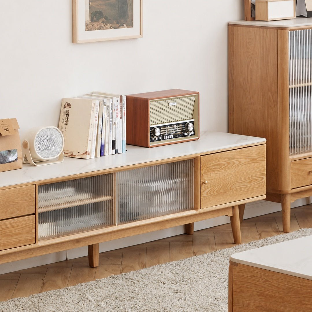 Sandle Oak Wood Sintered Stone TV Console - Exclusivia