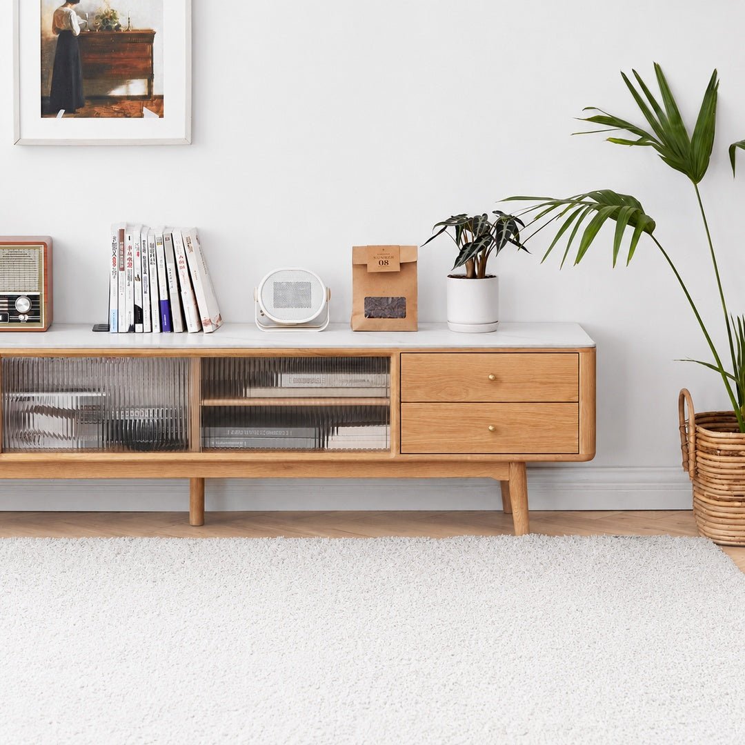 Sandle Oak Wood Sintered Stone TV Console - Exclusivia