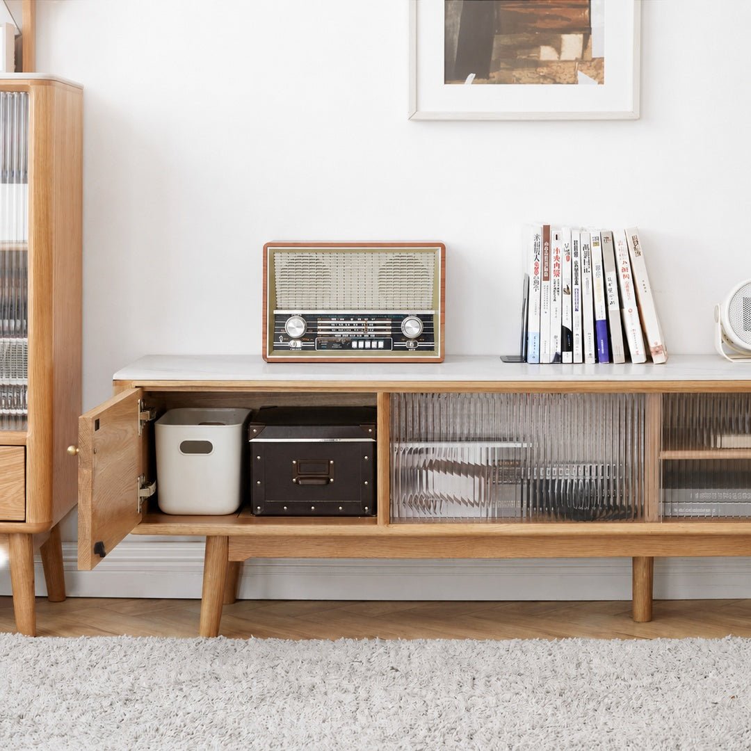Sandle Oak Wood Sintered Stone TV Console - Exclusivia