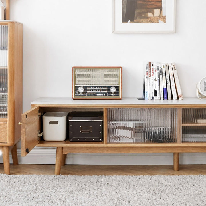 Sandle Oak Wood Sintered Stone TV Console - Exclusivia