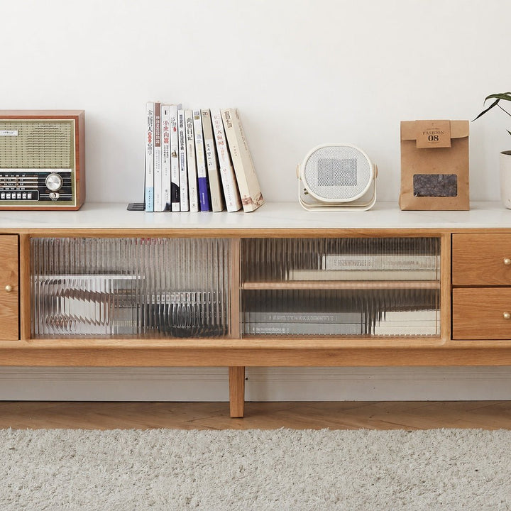 Sandle Oak Wood Sintered Stone TV Console - Exclusivia