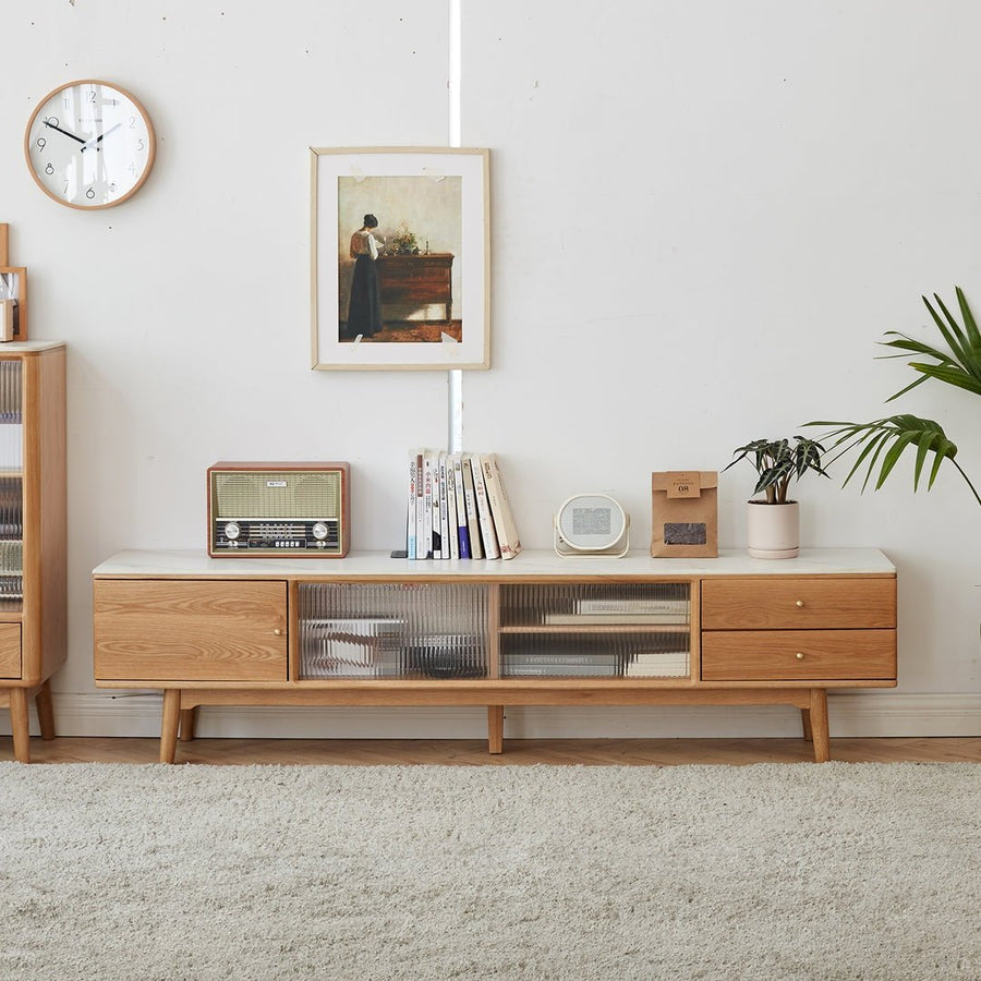 Sandle Oak Wood Sintered Stone TV Console - Exclusivia