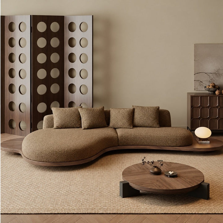 SAVLO Modern Curved Boucle Sofa - Exclusivia