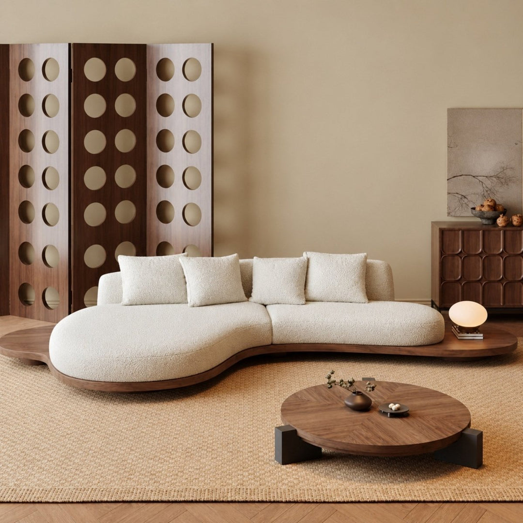SAVLO Modern Curved Boucle Sofa - Exclusivia