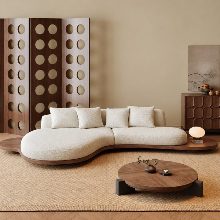 SAVLO Modern Curved Boucle Sofa - Exclusivia