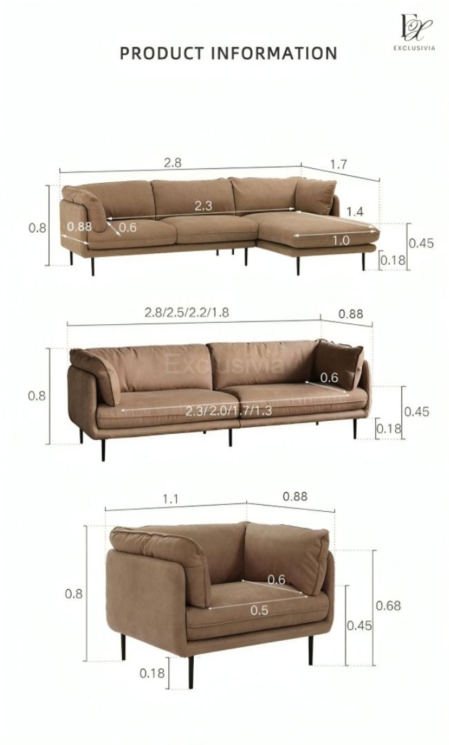 SERENE Modern Fabric Sofa - Exclusivia