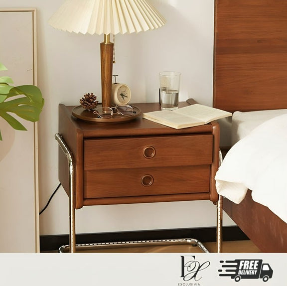 SHEA Japandi Solid Wood Bedside Table - Exclusivia