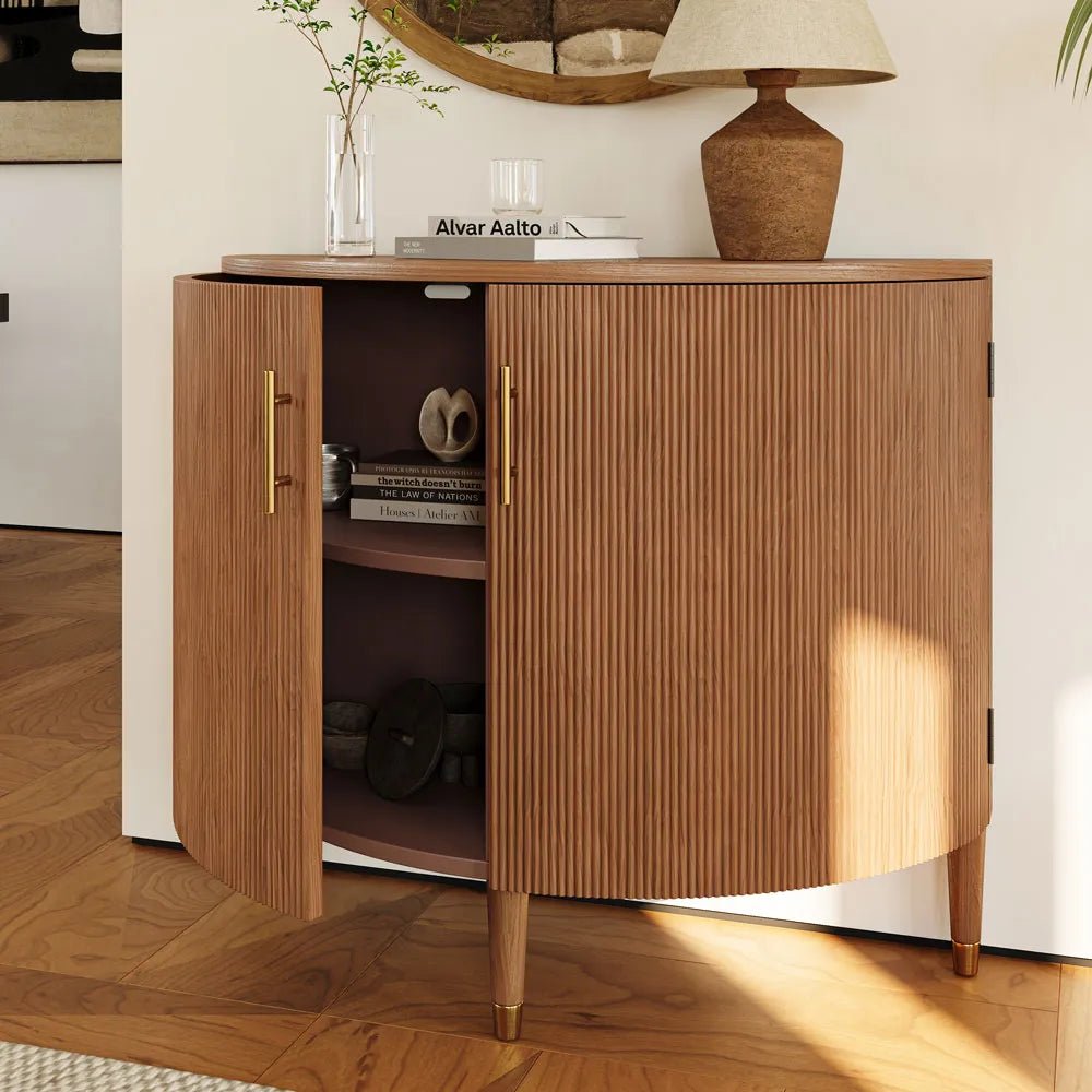 Silva 100 cm Mid - Century Fluted Storage Cabinet - Exclusivia