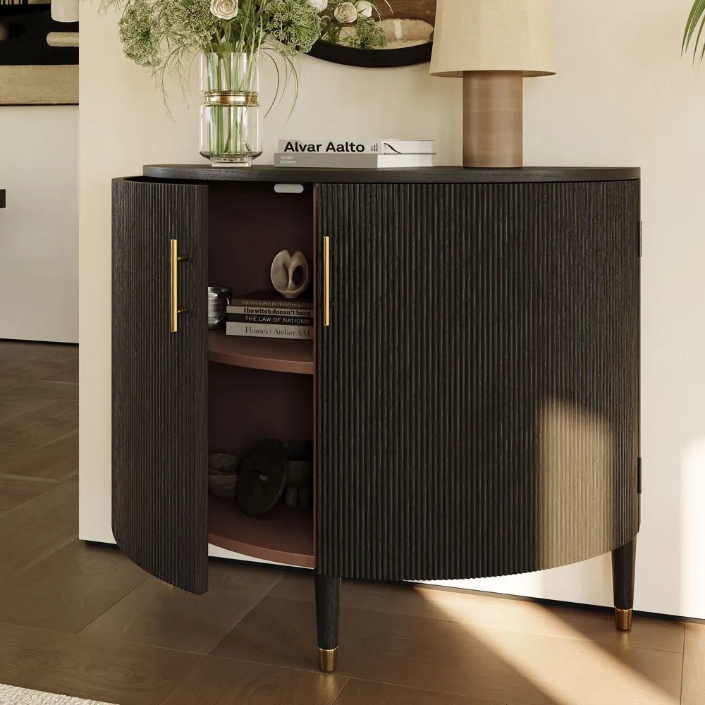 Silva 100 cm Mid - Century Fluted Storage Cabinet - Exclusivia