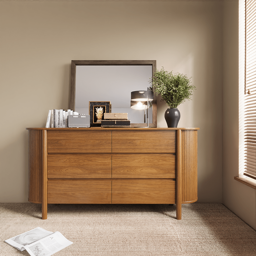 Silva 155 cm Mid - Century 6 - Drawer Dresser - Exclusivia
