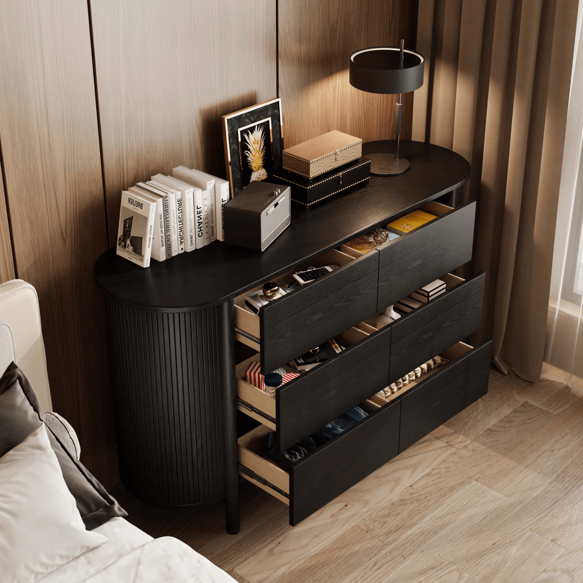 Silva 155 cm Mid - Century 6 - Drawer Dresser - Exclusivia