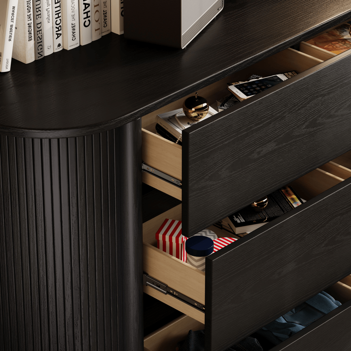 Silva 155 cm Mid - Century 6 - Drawer Dresser - Exclusivia