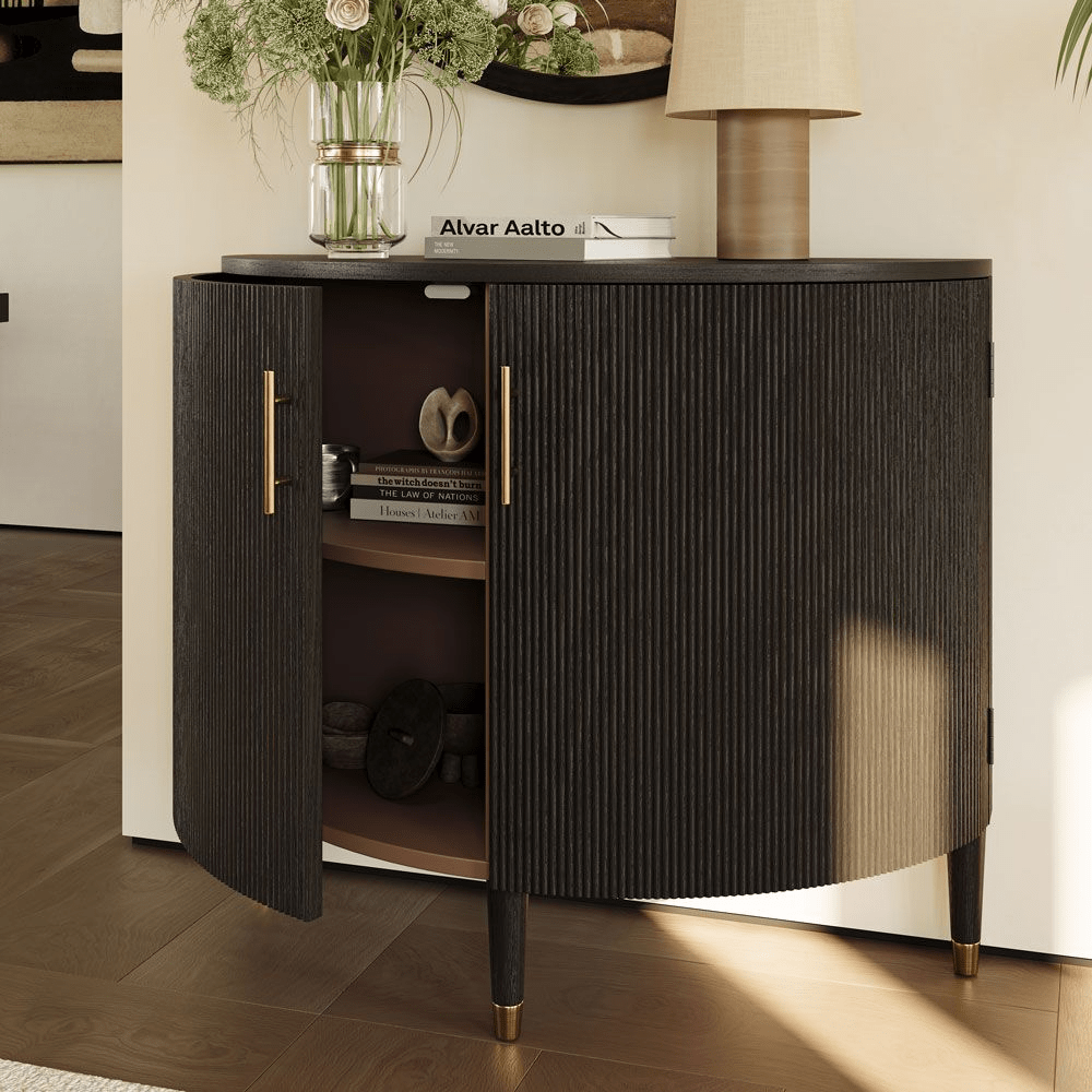 Silva Mid - Century Fluted Storage Cabinet - Exclusivia