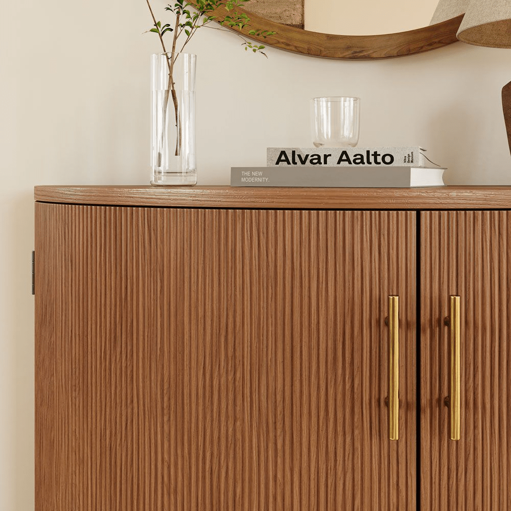 Silva Mid - Century Fluted Storage Cabinet - Exclusivia