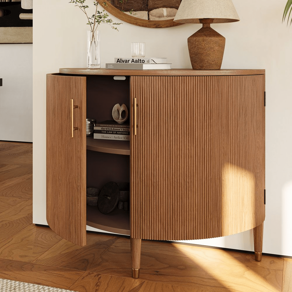 Silva Mid - Century Fluted Storage Cabinet - Exclusivia