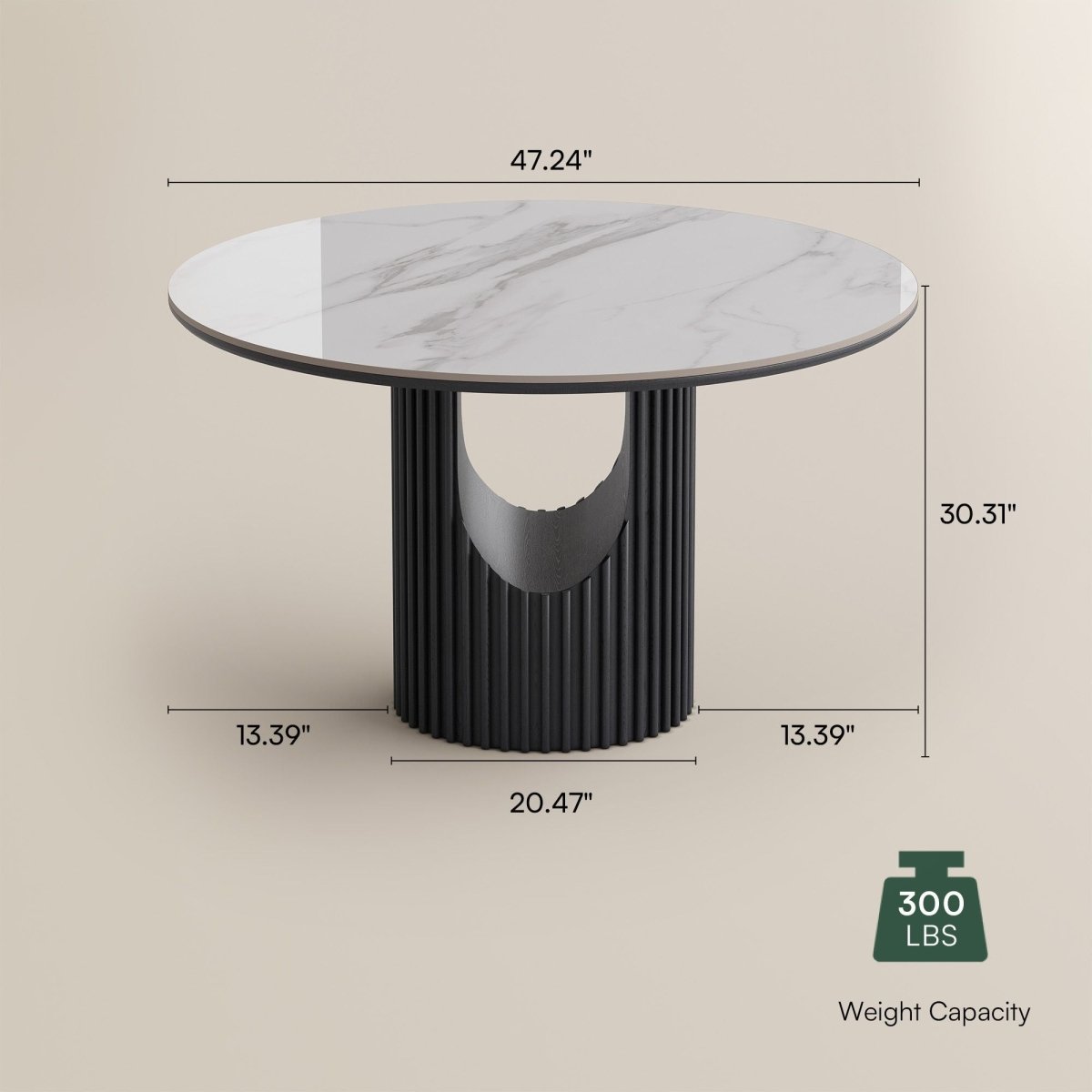 Silva Round Glossy Sintered Stone & Walnut Wood Dining Table - Exclusivia