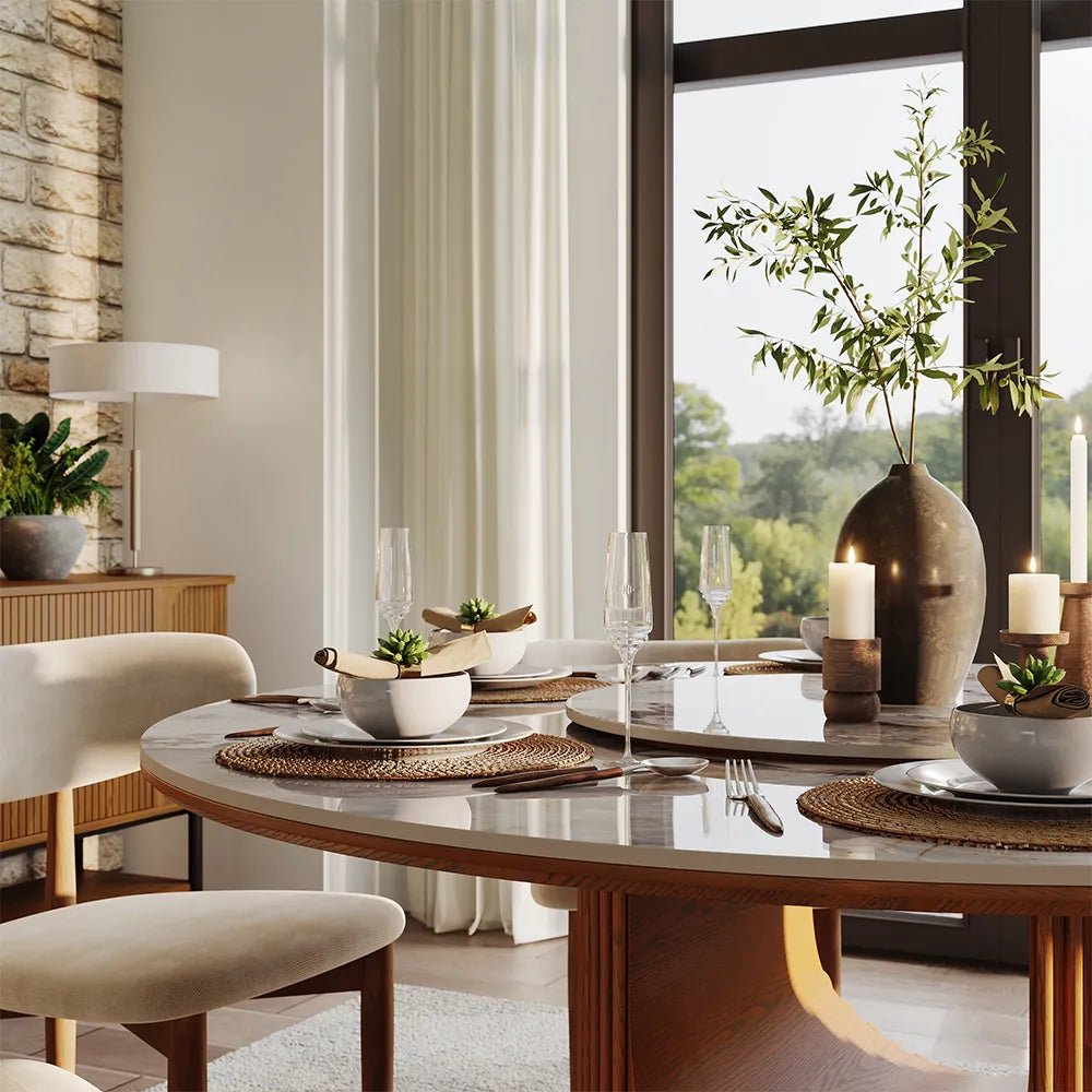 Silva Sintered Stone and Wood Dining Table - Exclusivia