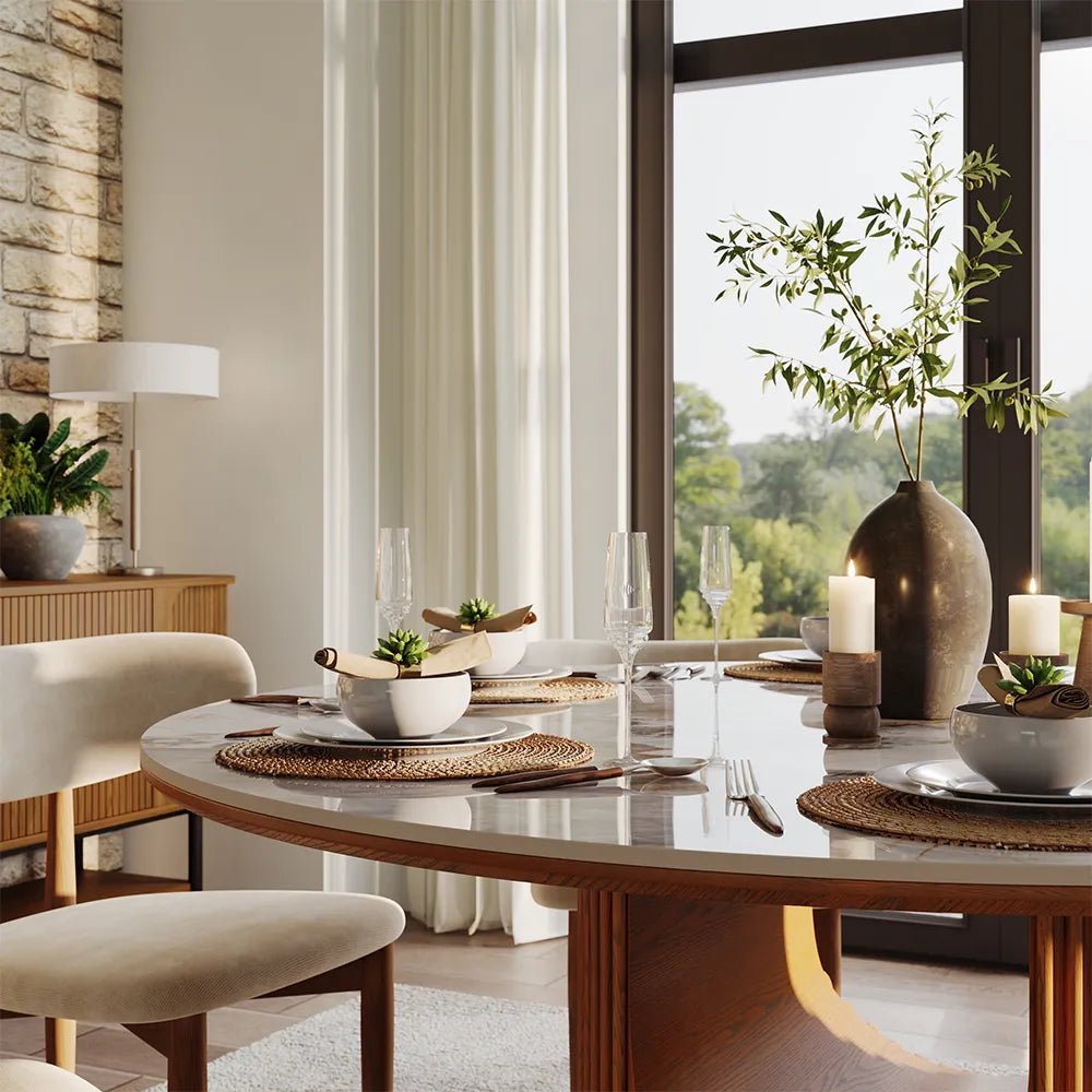 Silva Sintered Stone and Wood Dining Table - Exclusivia