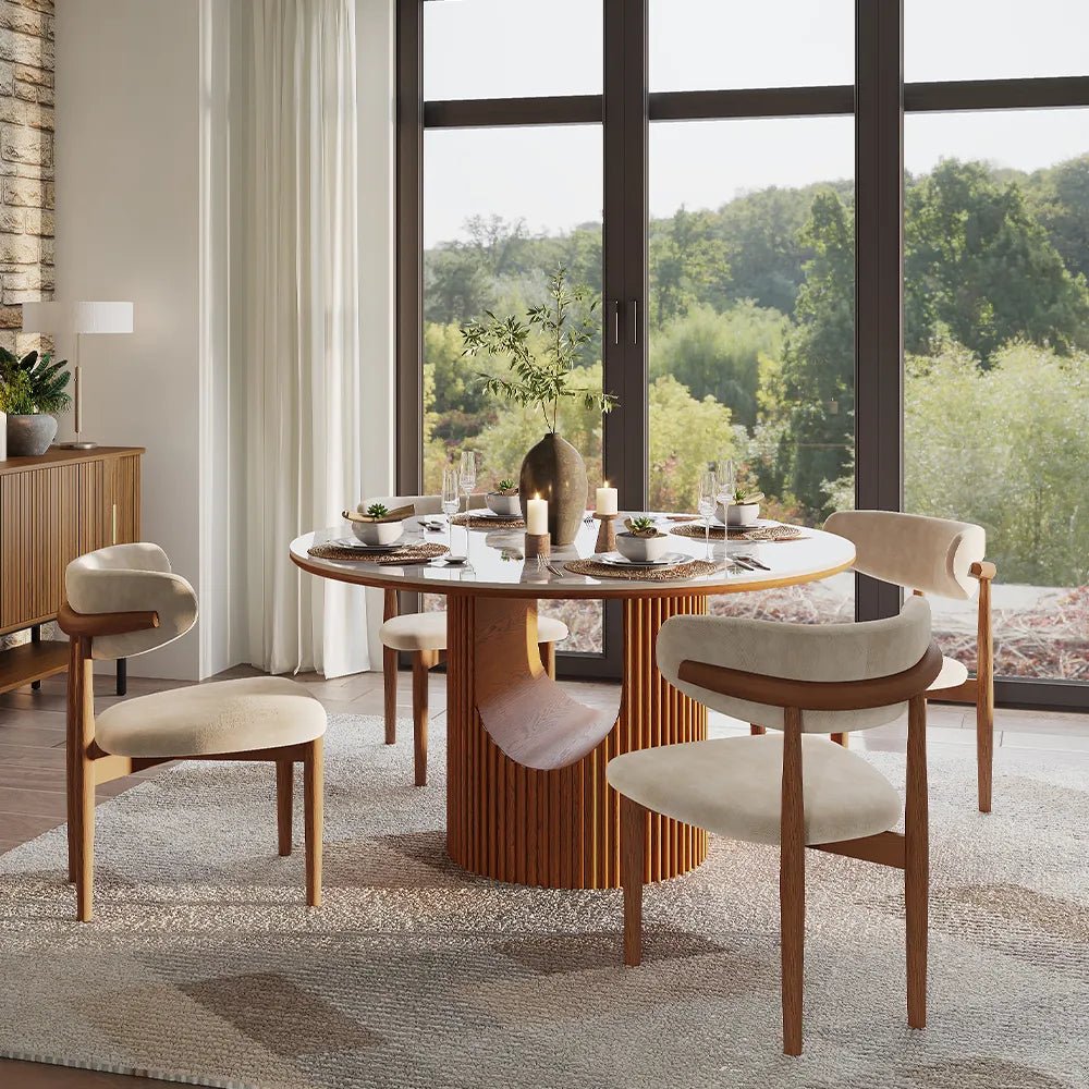 Silva Sintered Stone and Wood Dining Table - Exclusivia