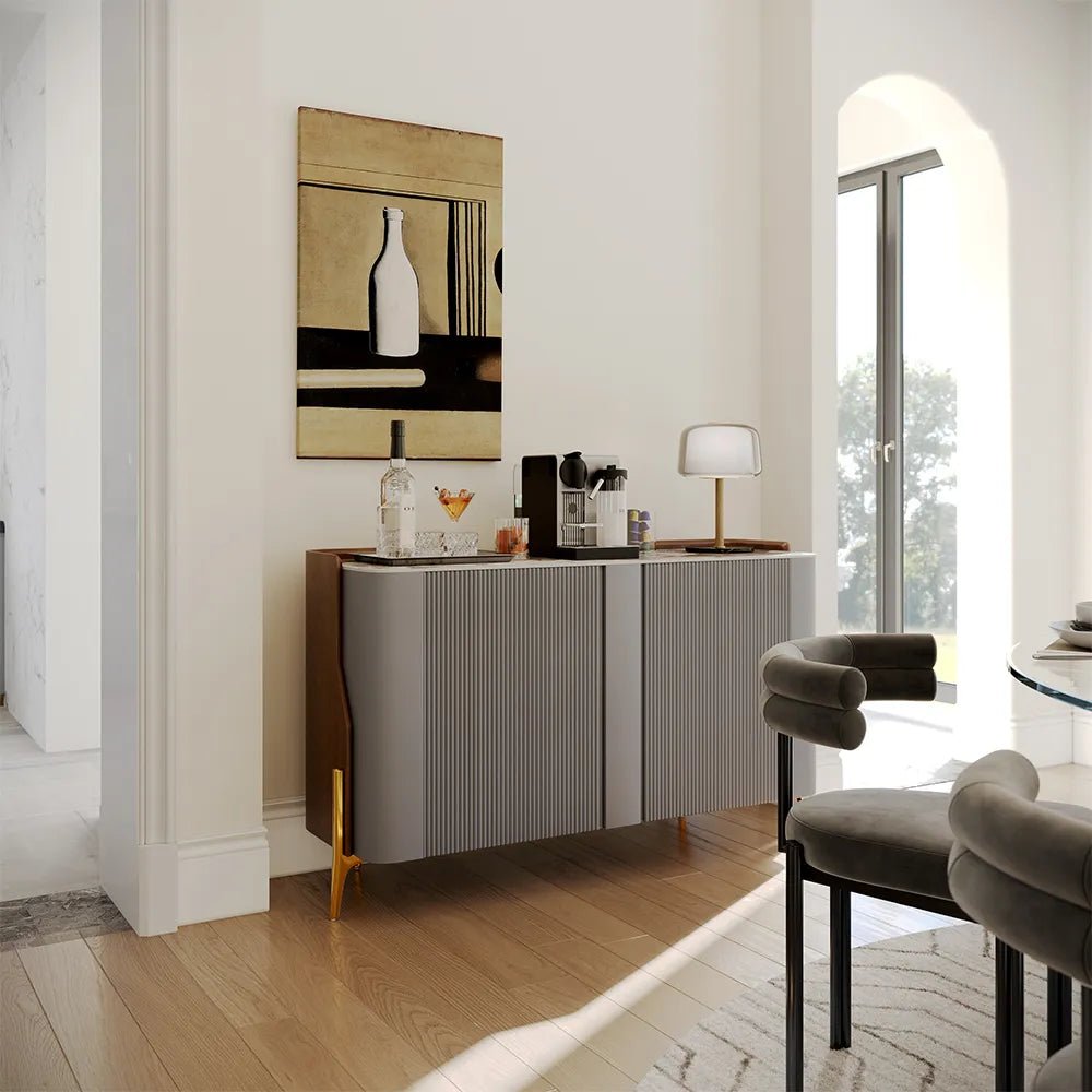 Solara 146 cm Modern Storage Sideboard with Sintered Stone Top - Exclusivia