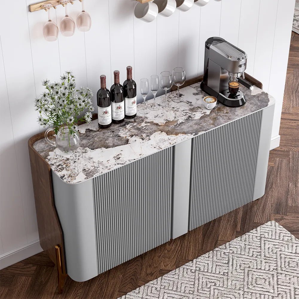 Solara 146 cm Modern Storage Sideboard with Sintered Stone Top - Exclusivia