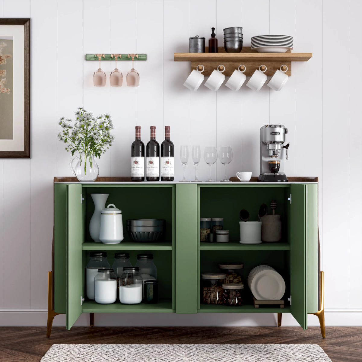 Solara 146 cm Modern Storage Sideboard with Sintered Stone Top - Exclusivia