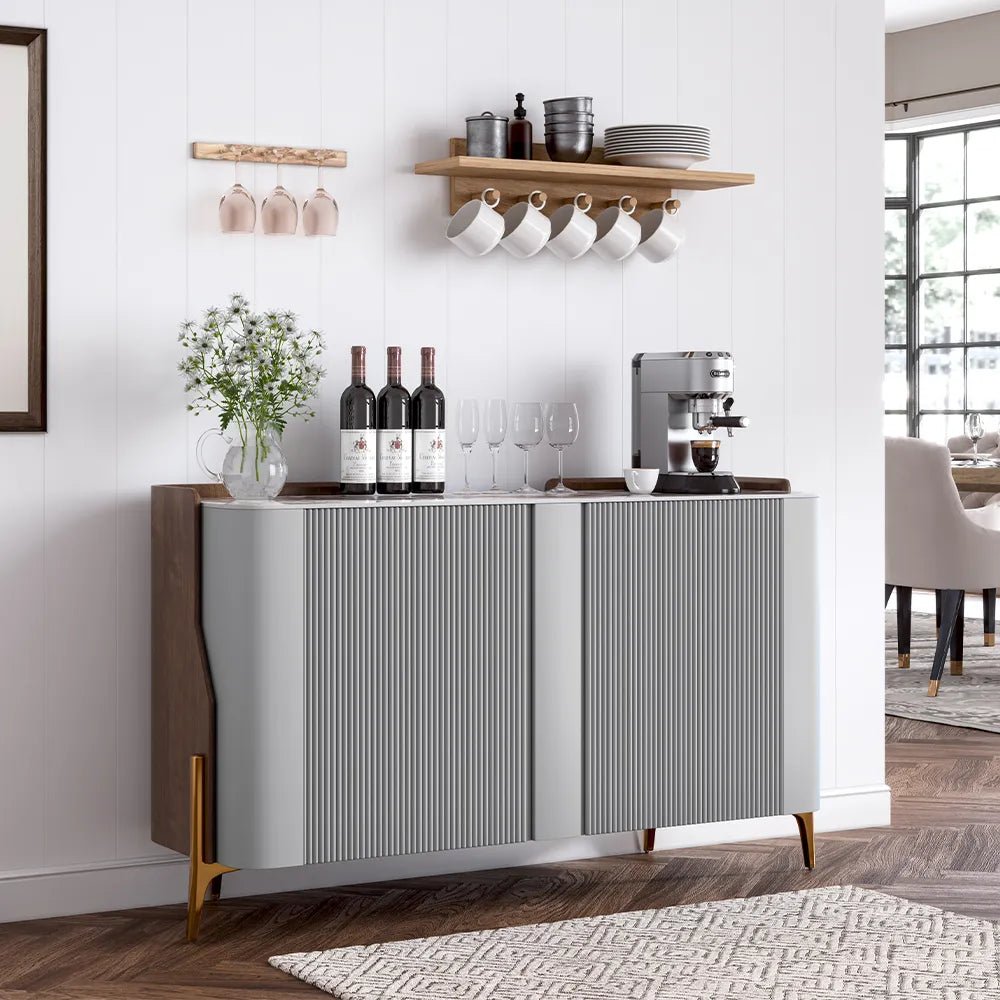 Solara 146 cm Modern Storage Sideboard with Sintered Stone Top - Exclusivia
