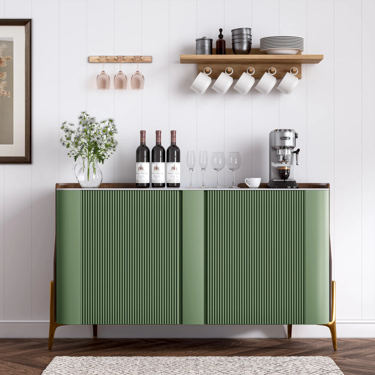 Solara 146 cm Modern Storage Sideboard with Sintered Stone Top - Exclusivia
