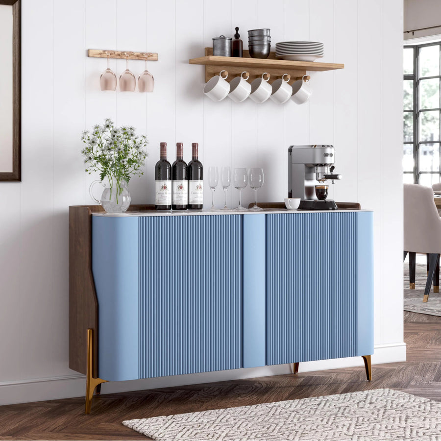 Solara 146 cm Modern Storage Sideboard with Sintered Stone Top - Exclusivia