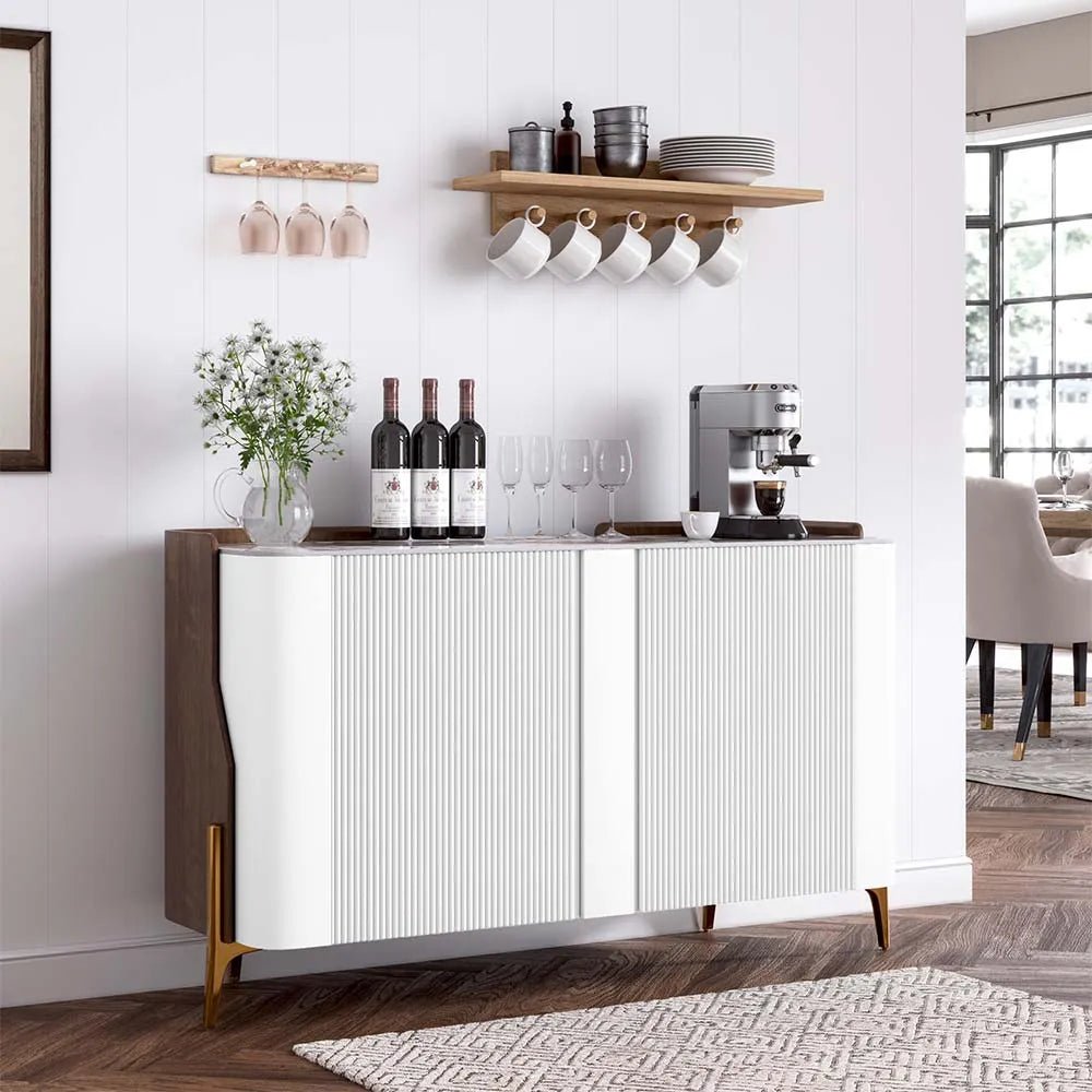 Solara 146 cm Modern Storage Sideboard with Sintered Stone Top - Exclusivia