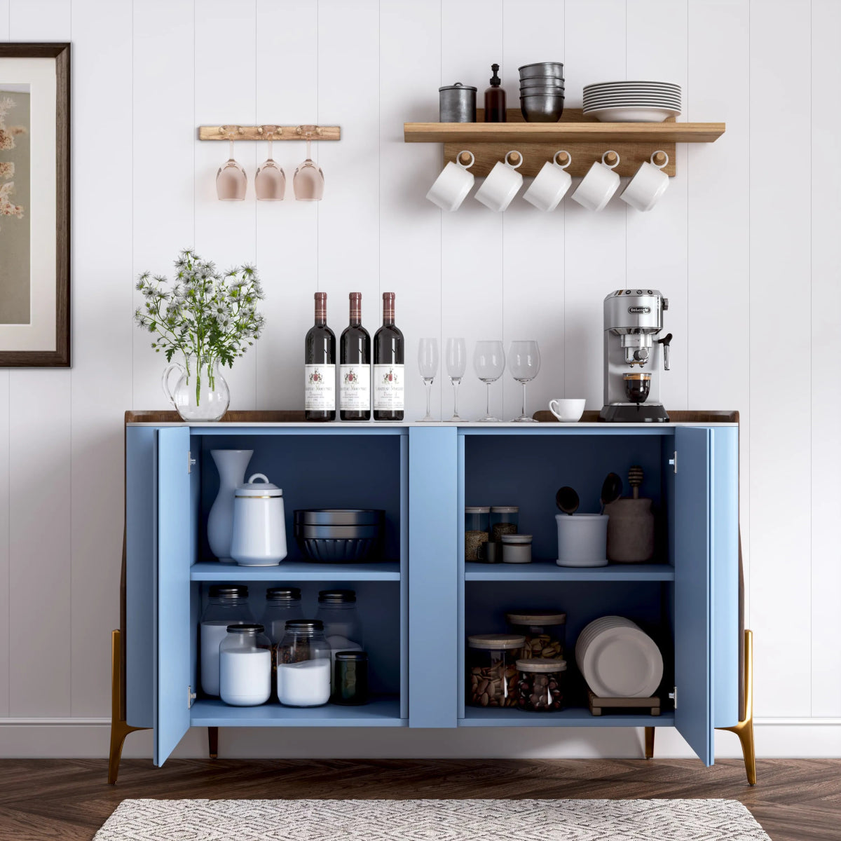 Solara 146 cm Modern Storage Sideboard with Sintered Stone Top - Exclusivia