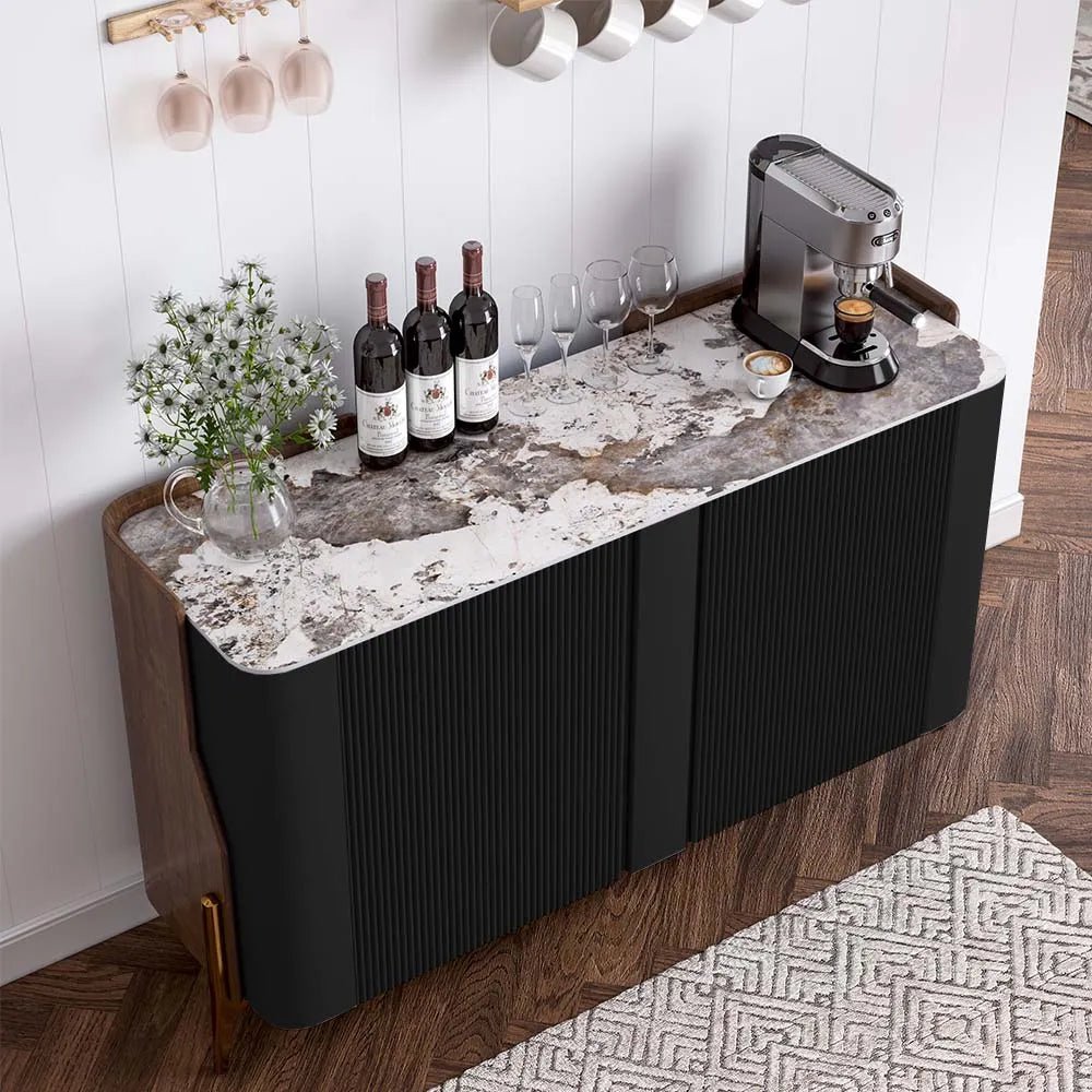 Solara 146 cm Modern Storage Sideboard with Sintered Stone Top - Exclusivia