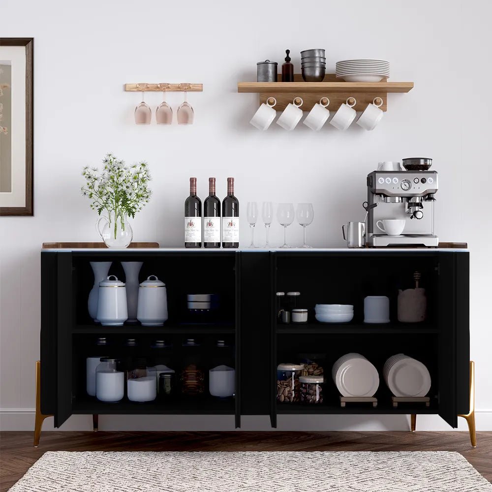 Solara 146 cm Modern Storage Sideboard with Sintered Stone Top - Exclusivia