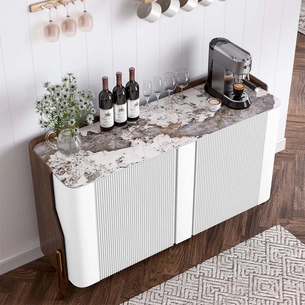Solara 146 cm Modern Storage Sideboard with Sintered Stone Top - Exclusivia