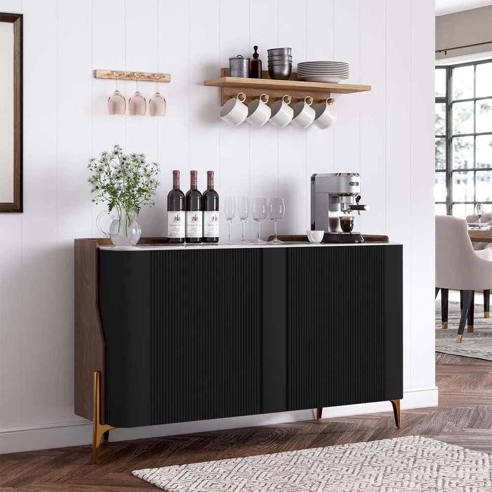 Solara 146 cm Modern Storage Sideboard with Sintered Stone Top - Exclusivia