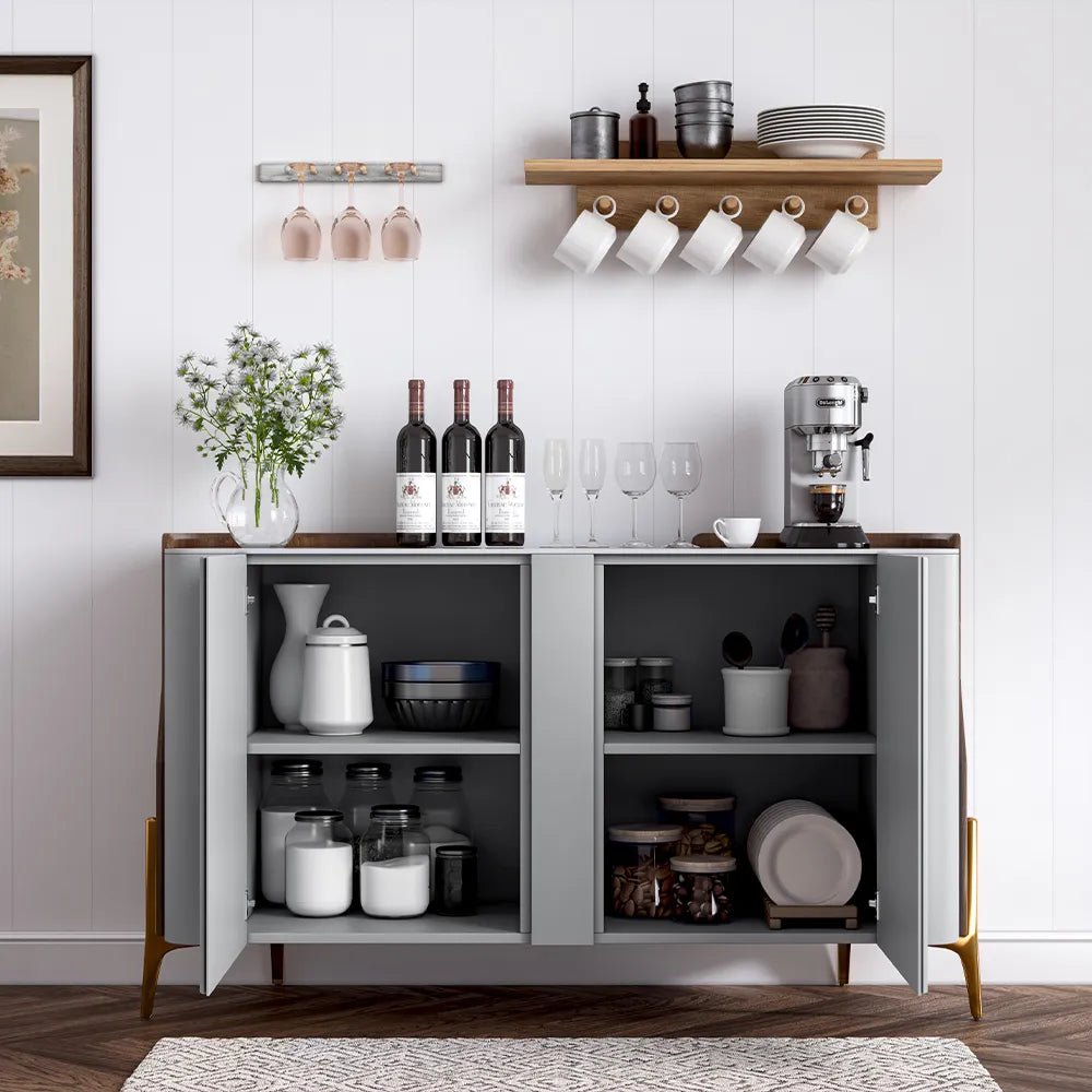 Solara 146 cm Modern Storage Sideboard with Sintered Stone Top - Exclusivia