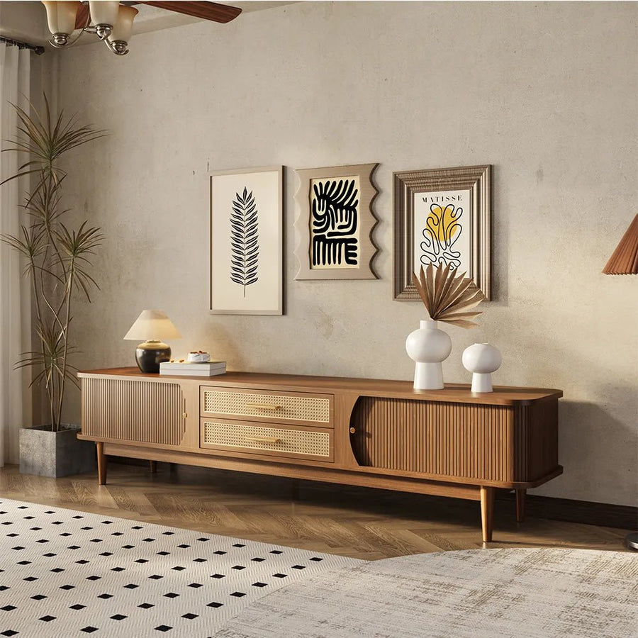 Solara 200 cm Woven Rattan Media Console - Exclusivia