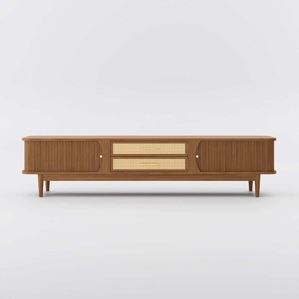 Solara 200 cm Woven Rattan Media Console - Exclusivia
