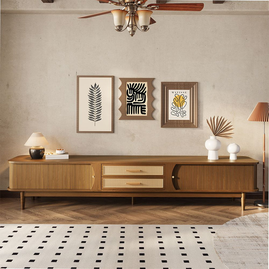 Solara 200 cm Woven Rattan Media Console - Exclusivia
